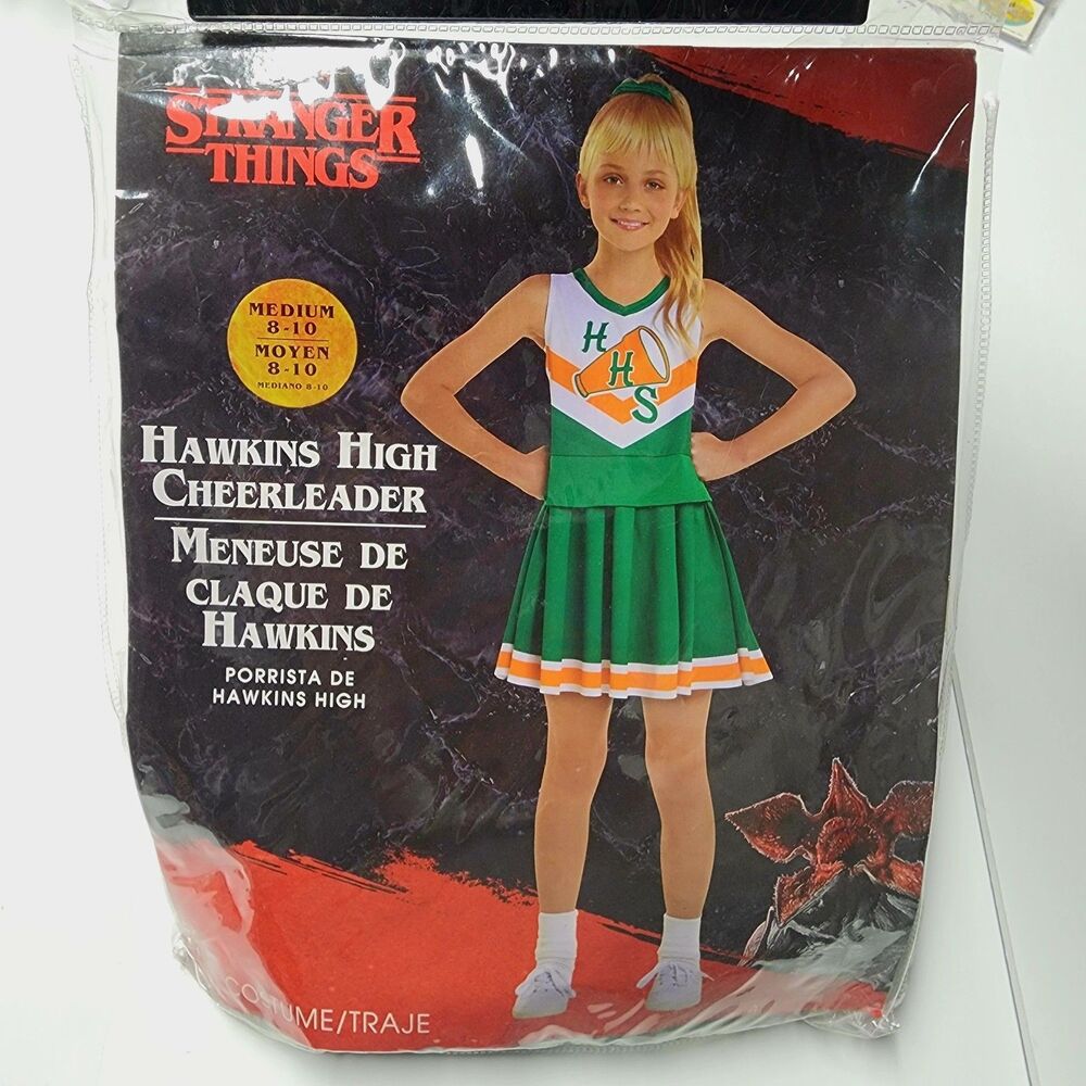 Stranger Things Hawkins High School Cheerleader Outfit M 8-10 Dress & Scrunchie